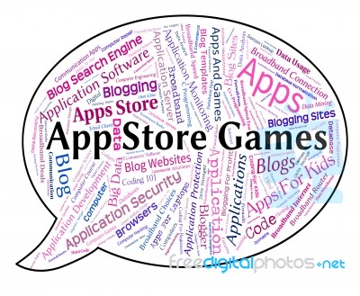 App Store Games Meaning Play Time And Word Stock Image