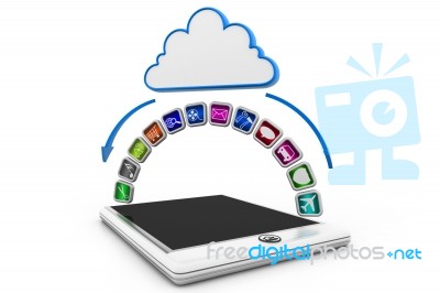 App Symbols From Cloud To Tablet Stock Image