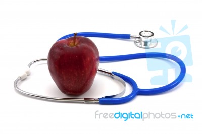 Apple And Stethoscope  Stock Photo