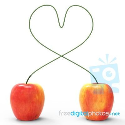 Apple Heart Indicates Valentines Day And Love Stock Image