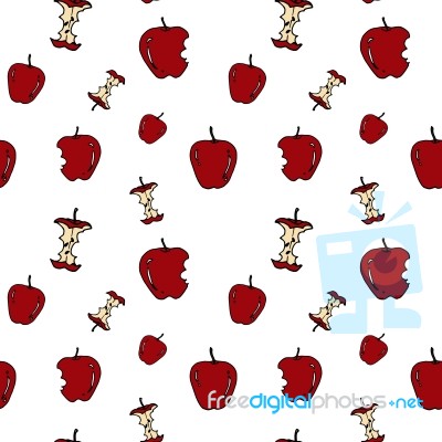 Apple Seamless Pattern By Hand Drawing On White Backgrounds Stock Image