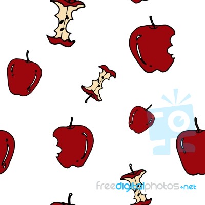 Apple Seamless Pattern By Hand Drawing On White Backgrounds Stock Image