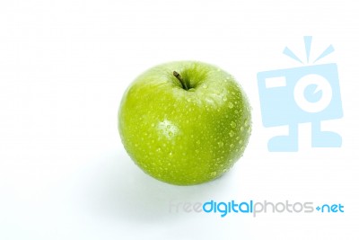 Apple With Water Droplets Stock Photo