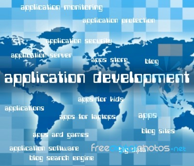 Application Development Showing Applications Apps And Program Stock Image