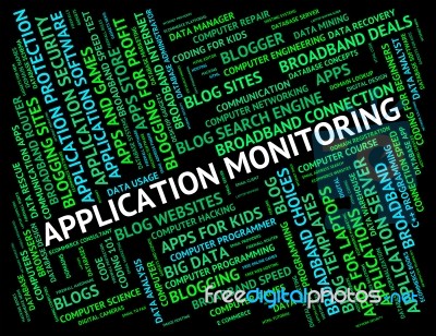 Application Monitoring Meaning Monitors Program And Observer Stock Image