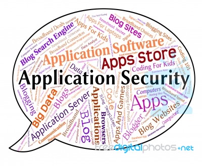 Application Security Represents Word Restricted And Applications… Stock Image