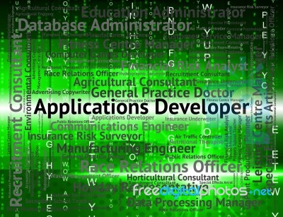 Applications Developer Shows Program Recruitment And Employee Stock Image