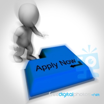 Apply Now Keyboard Means Job Vacancy And Recruitment Stock Image