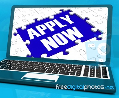 Apply Now On Laptop Showing Online Applications Stock Image