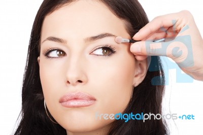 Applying Eyeshadow Stock Photo