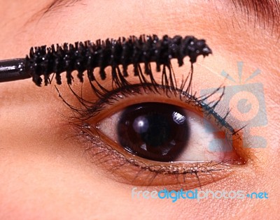 Applying Mascara Stock Photo