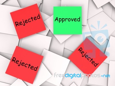 Approved Rejected Post-it Notes Means Approval Or Rejection Stock Image