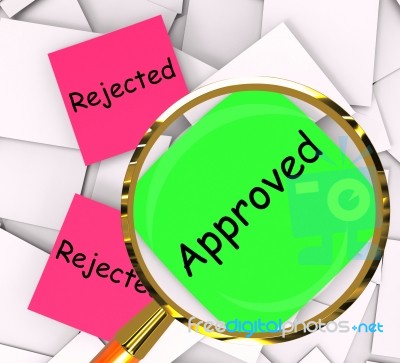 Approved Rejected Post-it Papers Show Passed Or Denied Stock Image