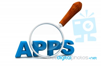 Apps And Magnifying Glass Stock Image