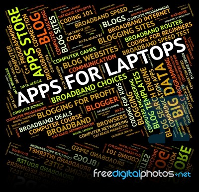 Apps For Laptops Indicates Application Software And Processor Stock Image