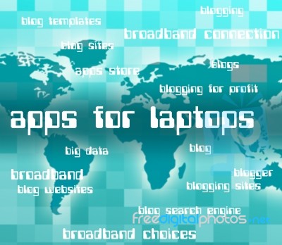 Apps For Laptops Indicates Application Software And Web Stock Image