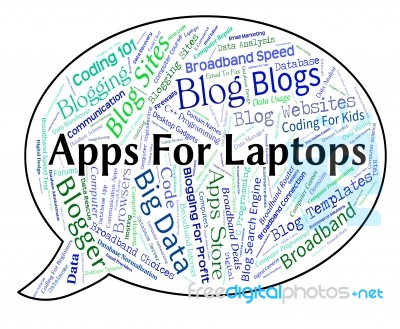 Apps For Laptops Means Application Software And Online Stock Image