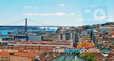 April Bridge In Lisbon Stock Photo