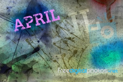 April Month Art Grunge Design Stock Image