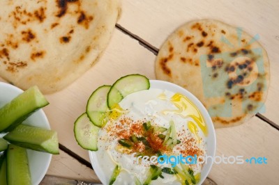 Arab Middle East Goat Yogurt And Cucumber Salad Stock Photo