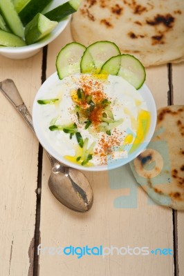 Arab Middle East Goat Yogurt And Cucumber Salad Stock Photo