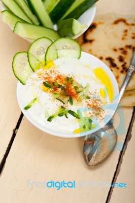 Arab Middle East Goat Yogurt And Cucumber Salad Stock Photo