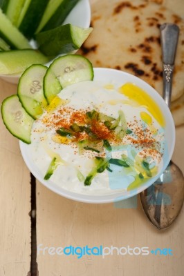 Arab Middle East Goat Yogurt And Cucumber Salad Stock Photo