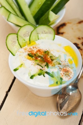 Arab Middle East Goat Yogurt And Cucumber Salad Stock Photo