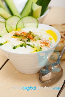 Arab Middle East Goat Yogurt And Cucumber Salad Stock Photo