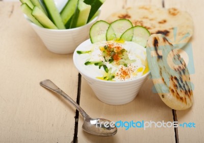 Arab Middle East Goat Yogurt And Cucumber Salad Stock Photo