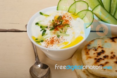 Arab Middle East Goat Yogurt And Cucumber Salad Stock Photo