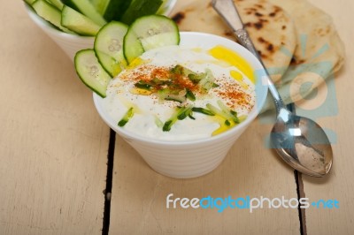 Arab Middle East Goat Yogurt And Cucumber Salad Stock Photo