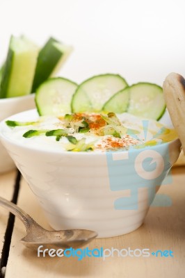 Arab Middle East Goat Yogurt And Cucumber Salad Stock Photo