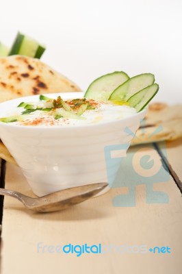 Arab Middle East Goat Yogurt And Cucumber Salad Stock Photo