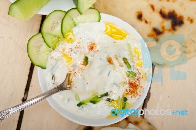 Arab Middle East Goat Yogurt And Cucumber Salad Stock Photo