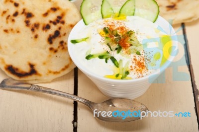 Arab Middle East Goat Yogurt And Cucumber Salad Stock Photo