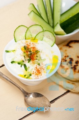 Arab Middle East Goat Yogurt And Cucumber Salad Stock Photo