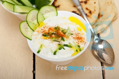 Arab Middle East Goat Yogurt And Cucumber Salad Stock Photo