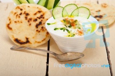 Arab Middle East Goat Yogurt And Cucumber Salad Stock Photo