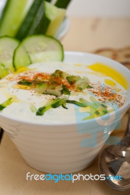 Arab Middle East Goat Yogurt And Cucumber Salad Stock Photo