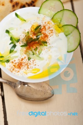 Arab Middle East Goat Yogurt And Cucumber Salad Stock Photo