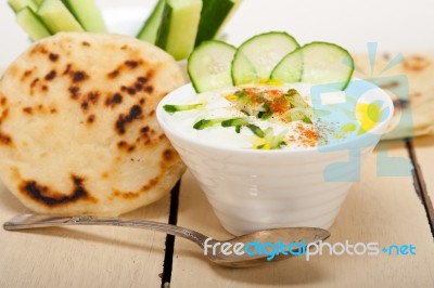 Arab Middle East Goat Yogurt And Cucumber Salad Stock Photo