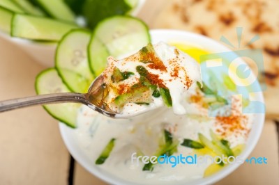 Arab Middle East Goat Yogurt And Cucumber Salad Stock Photo