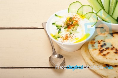 Arab Middle East Goat Yogurt And Cucumber Salad Stock Photo