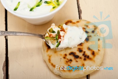 Arab Middle East Goat Yogurt And Cucumber Salad Stock Photo