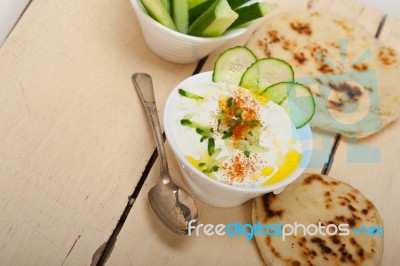 Arab Middle East Goat Yogurt And Cucumber Salad Stock Photo