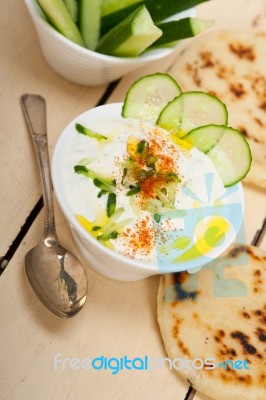 Arab Middle East Goat Yogurt And Cucumber Salad Stock Photo