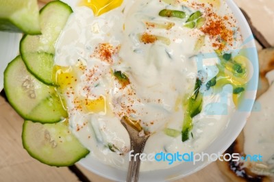 Arab Middle East Goat Yogurt And Cucumber Salad Stock Photo