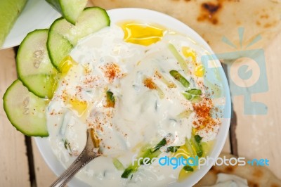 Arab Middle East Goat Yogurt And Cucumber Salad Stock Photo