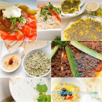 Arab Middle Eastern Food Collage Stock Photo